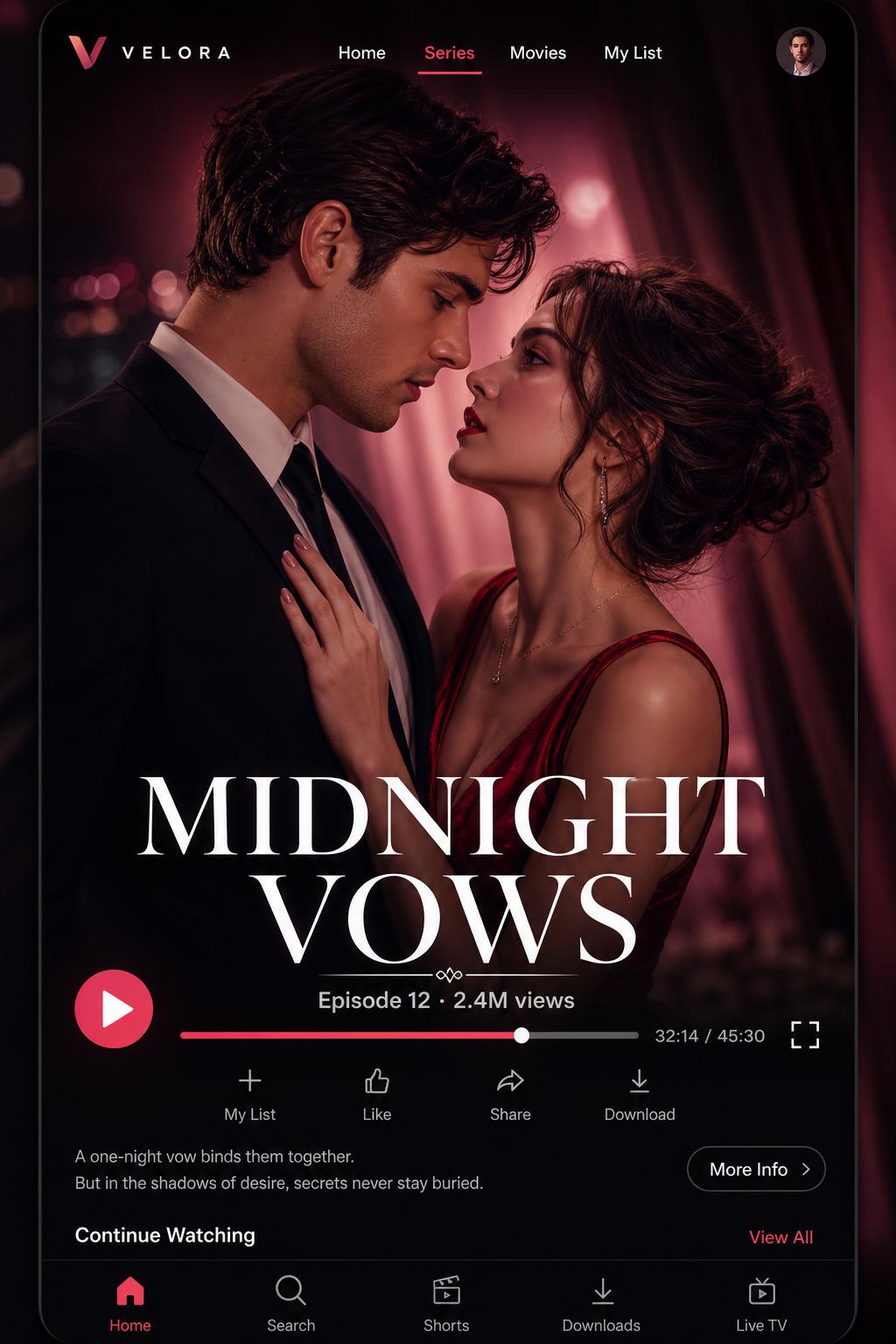 Vertical drama streaming app interface